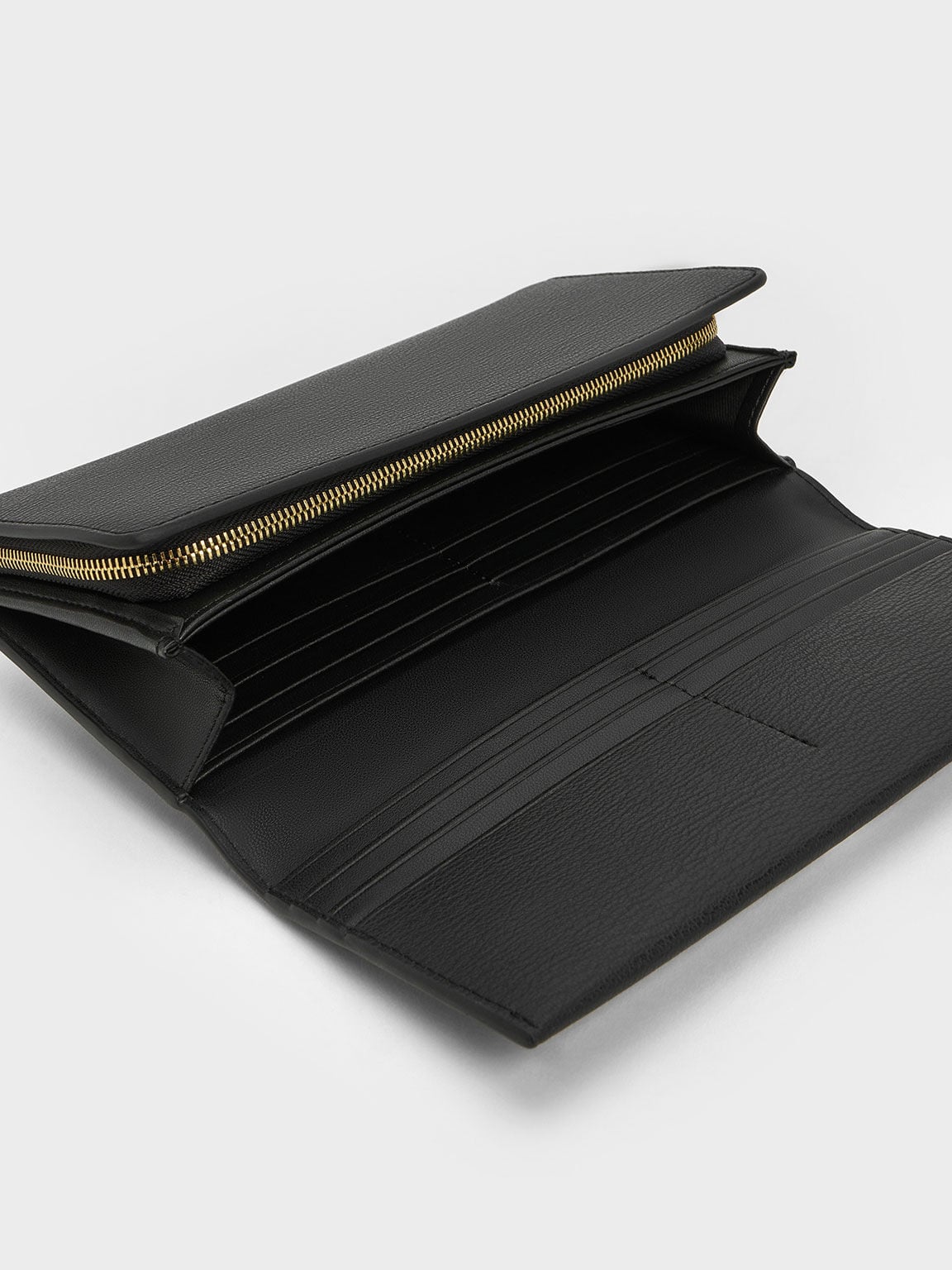 CHARLES & KEITH Latest | Muriel Front Flap Long Wallet - Black