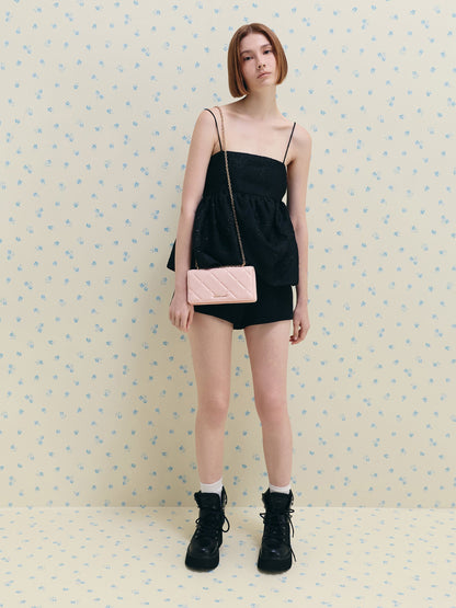 CHARLES & KEITH Sale | Paffuto Quilted Wallet On Chain - Soft Pink