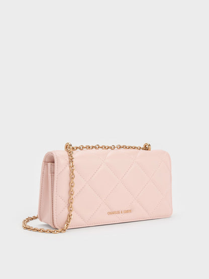 CHARLES & KEITH Sale | Paffuto Quilted Wallet On Chain - Soft Pink