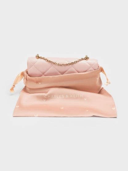 CHARLES & KEITH Sale | Paffuto Quilted Wallet On Chain - Soft Pink
