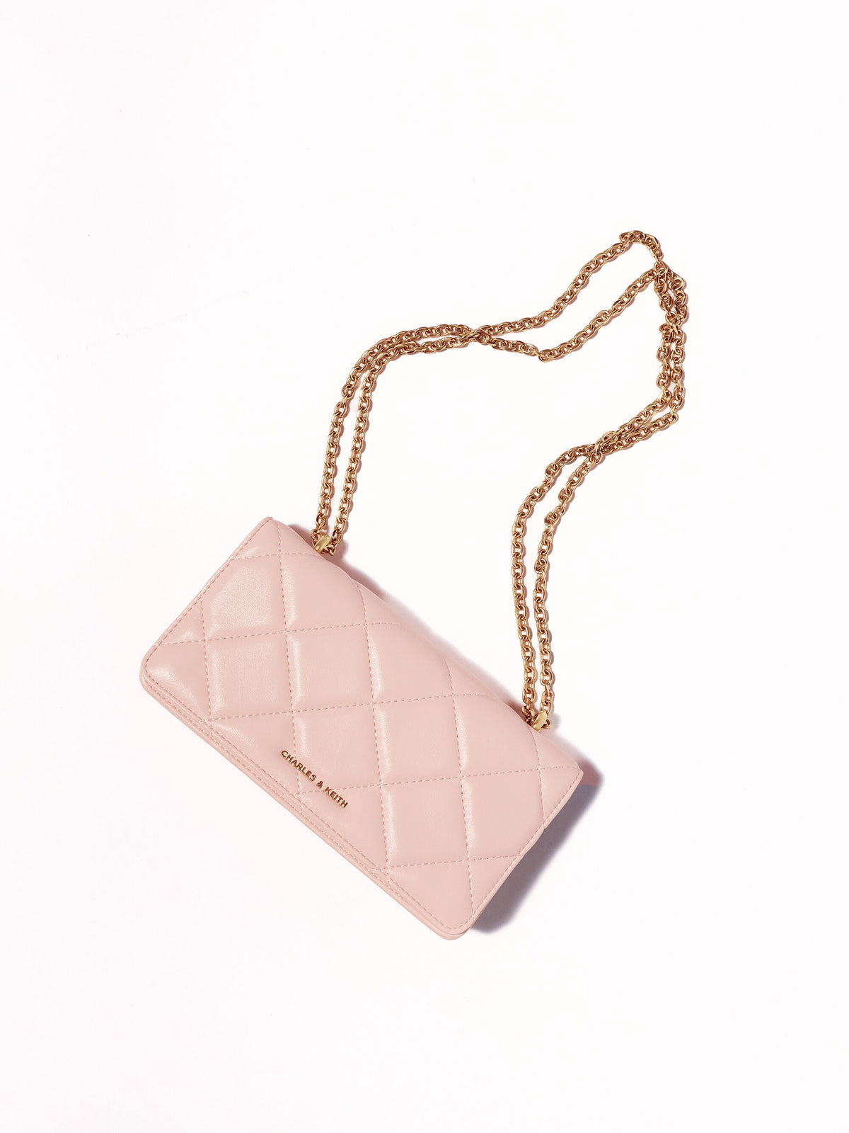 CHARLES & KEITH Sale | Paffuto Quilted Wallet On Chain - Soft Pink