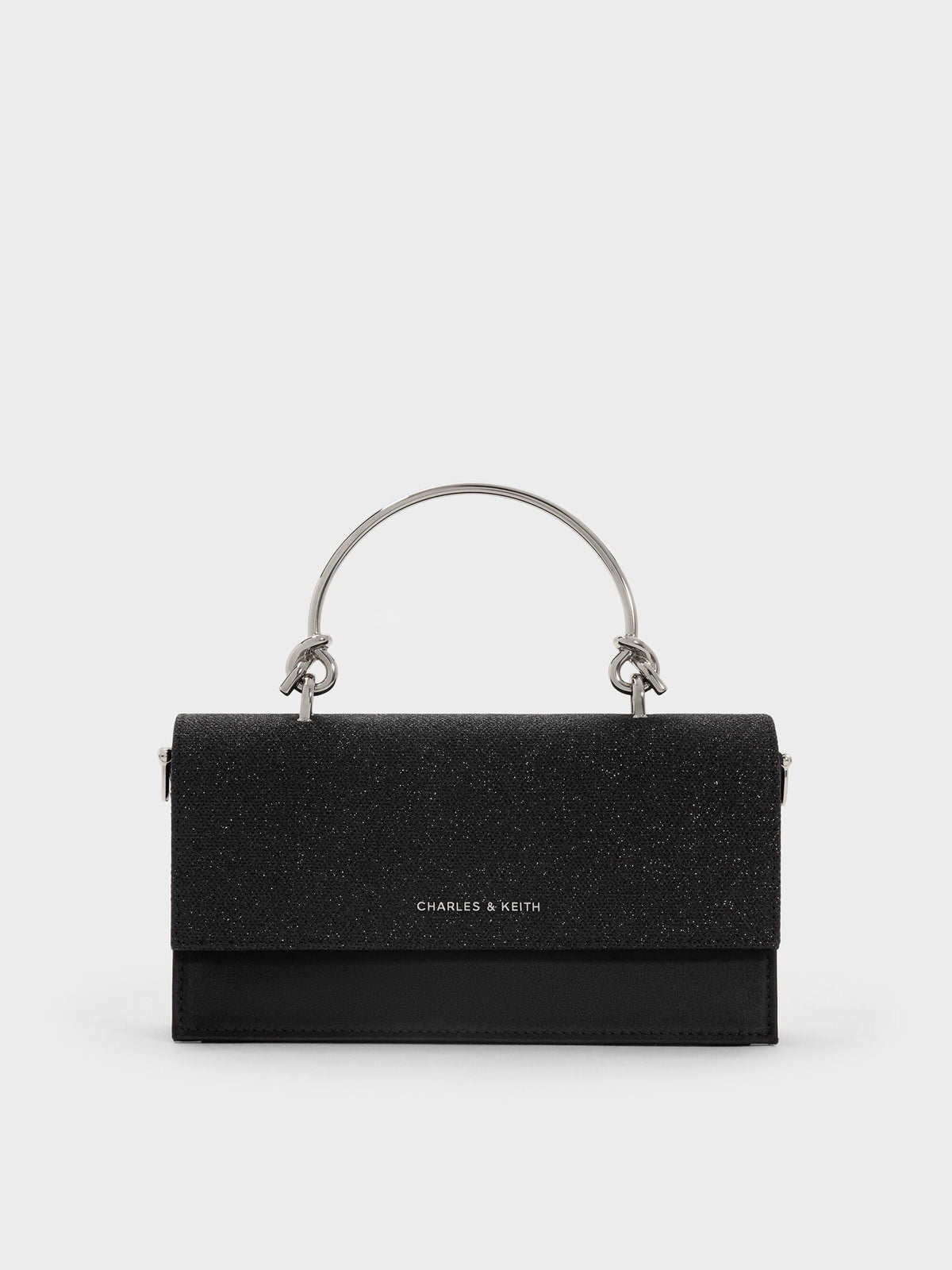 CHARLES & KEITH Best Seller | Kristine Glittered Wallet On Chain - Noir