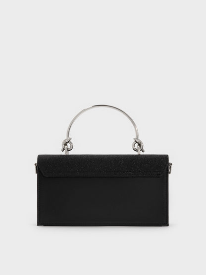 CHARLES & KEITH Best Seller | Kristine Glittered Wallet On Chain - Noir