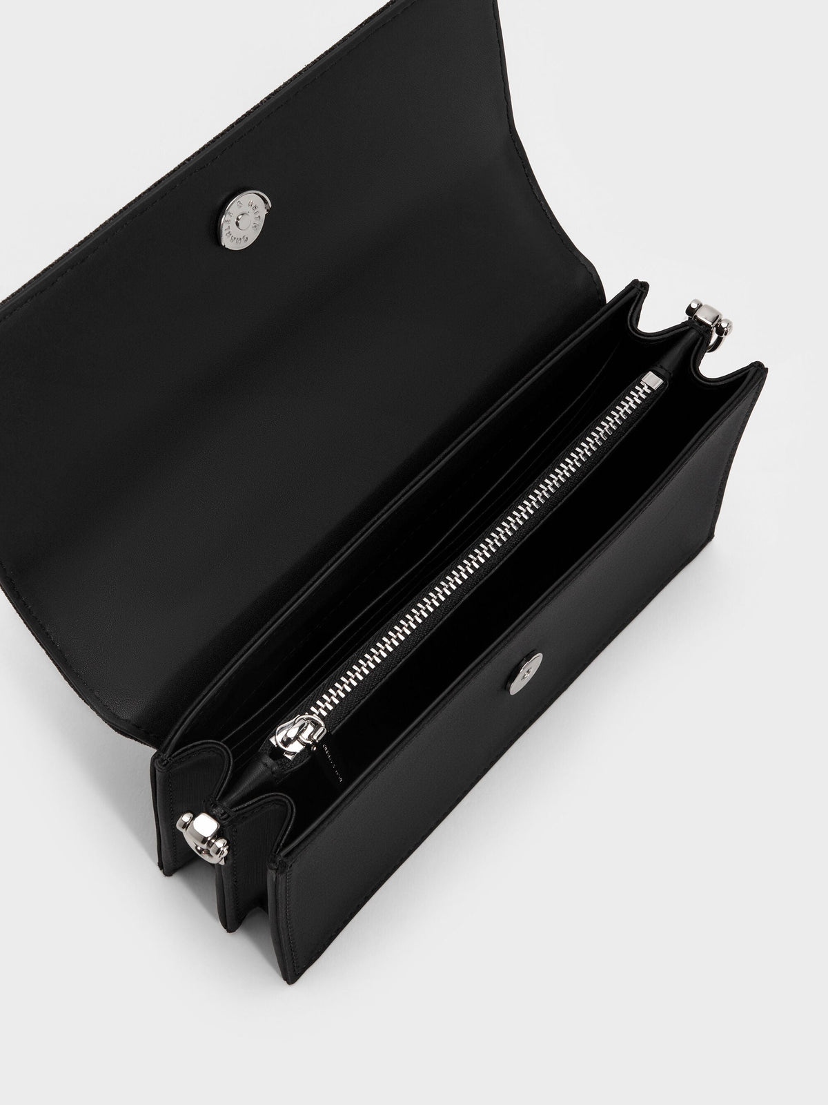 CHARLES & KEITH Best Seller | Kristine Glittered Wallet On Chain - Noir