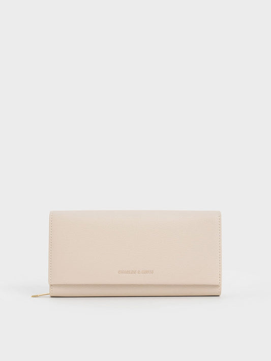 CHARLES & KEITH Exclusive | Muriel Front Flap Long Wallet - Oat
