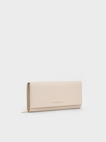 CHARLES & KEITH Exclusive | Muriel Front Flap Long Wallet - Oat