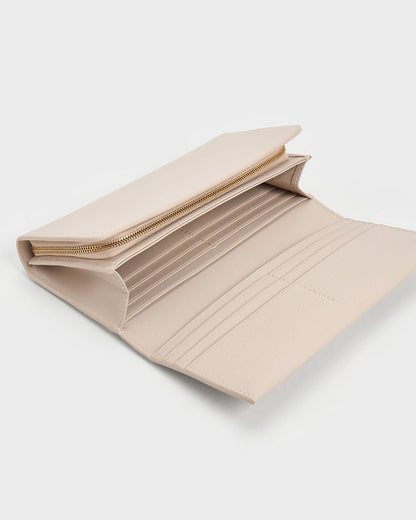 CHARLES & KEITH Exclusive | Muriel Front Flap Long Wallet - Oat