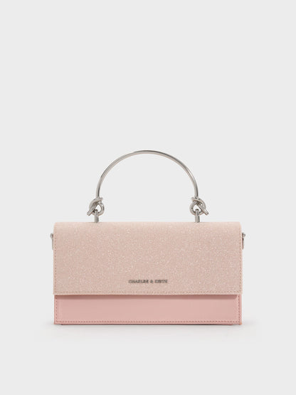 CHARLES & KEITH Recommended | Kristine Glittered Wallet On Chain - Pink