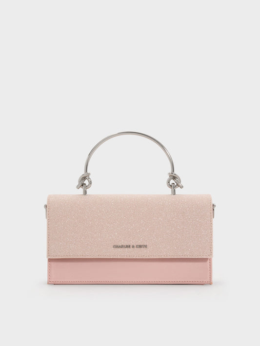 CHARLES & KEITH Recommended | Kristine Glittered Wallet On Chain - Pink