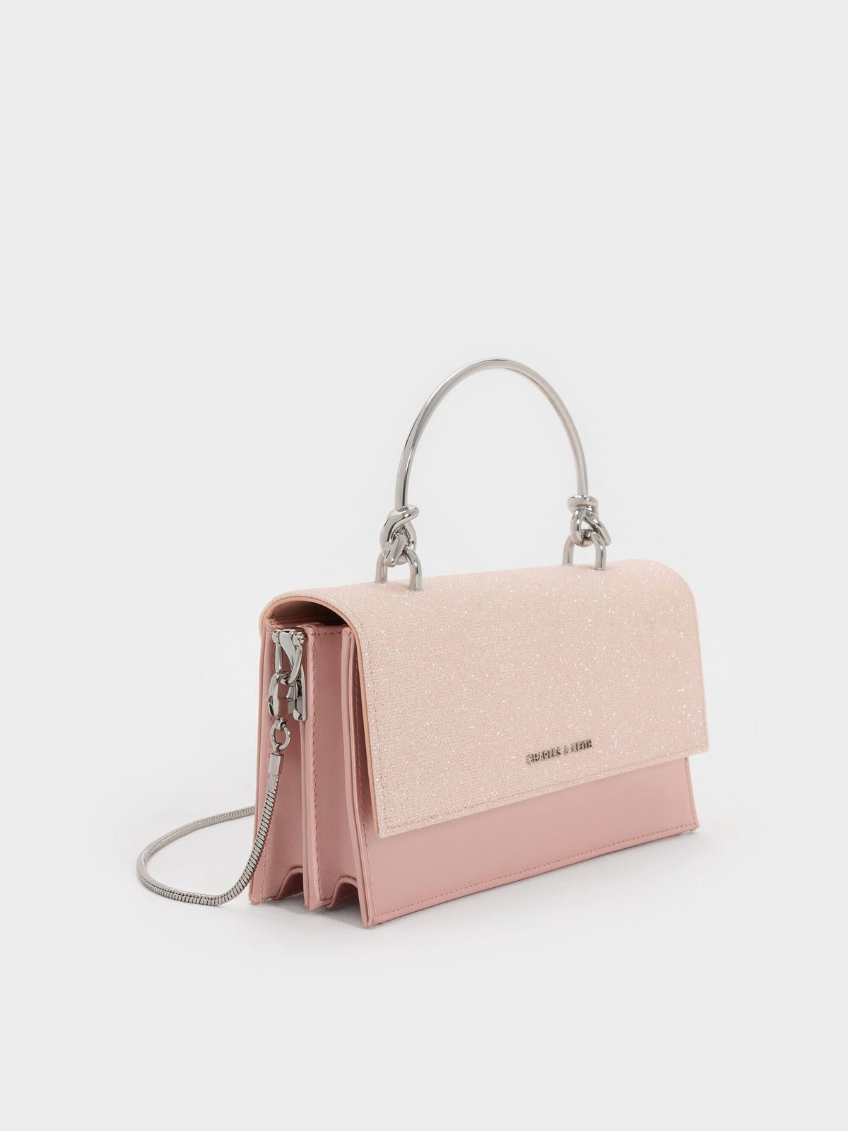 CHARLES & KEITH Recommended | Kristine Glittered Wallet On Chain - Pink