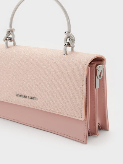 CHARLES & KEITH Recommended | Kristine Glittered Wallet On Chain - Pink