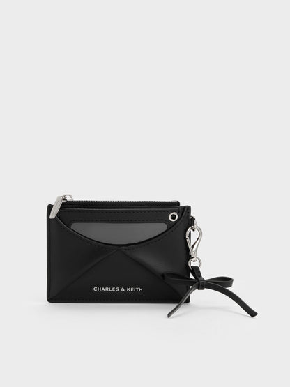 CHARLES & KEITH Value | Hazel Bow Panelled Card Holder - Noir