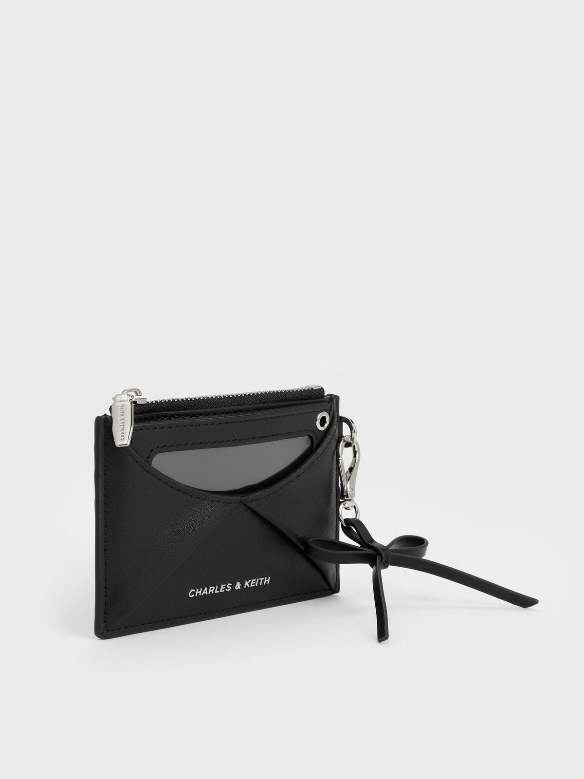 CHARLES & KEITH Value | Hazel Bow Panelled Card Holder - Noir