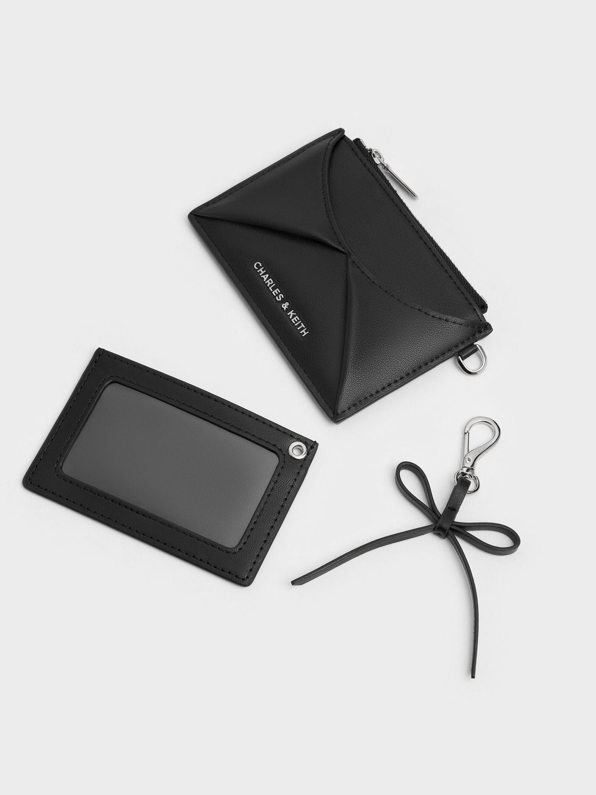 CHARLES & KEITH Value | Hazel Bow Panelled Card Holder - Noir