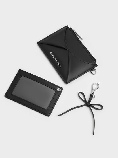 CHARLES & KEITH Value | Hazel Bow Panelled Card Holder - Noir