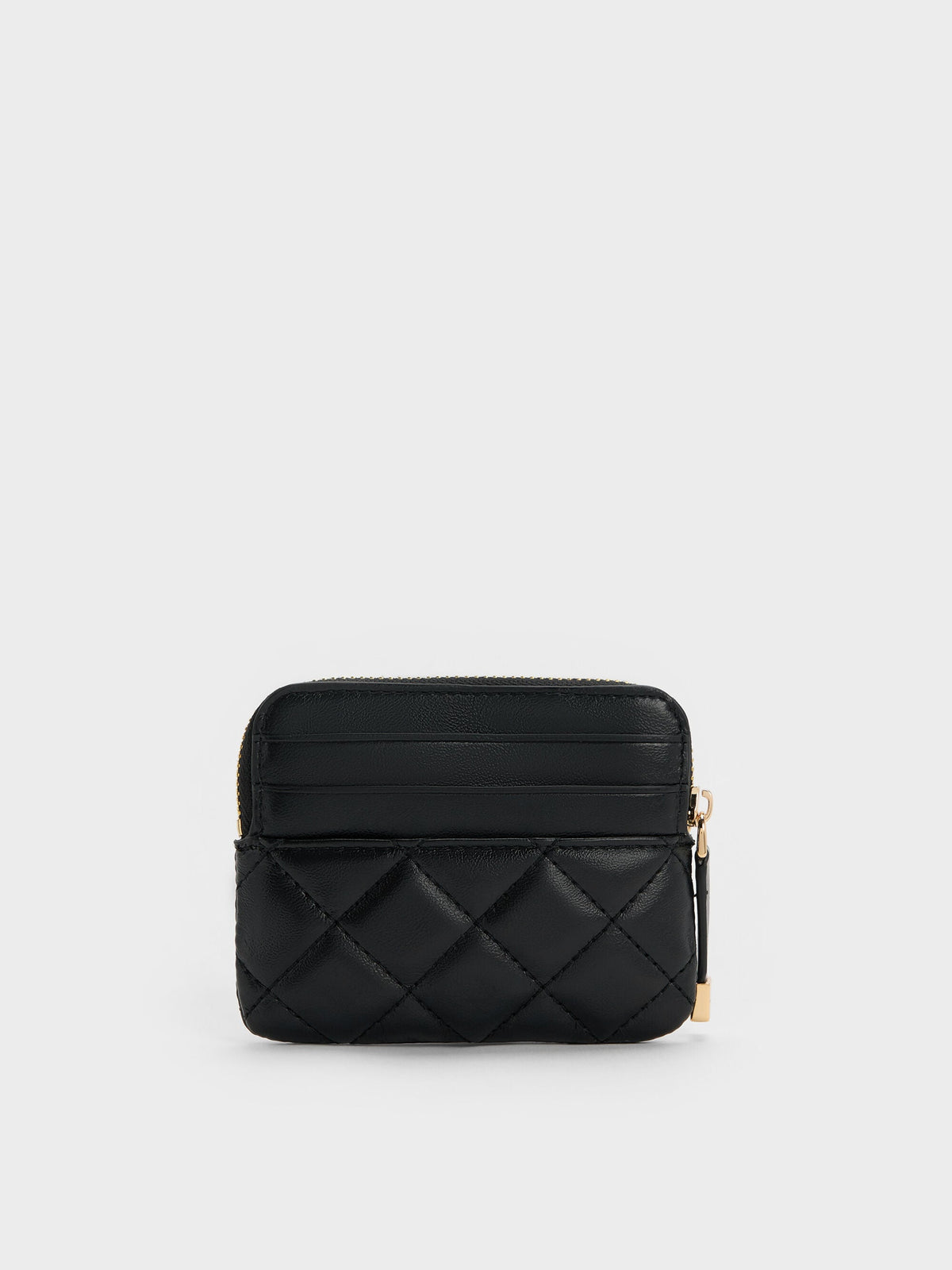 CHARLES & KEITH Value | Alva Quilted Top-Zip Card Holder - Black