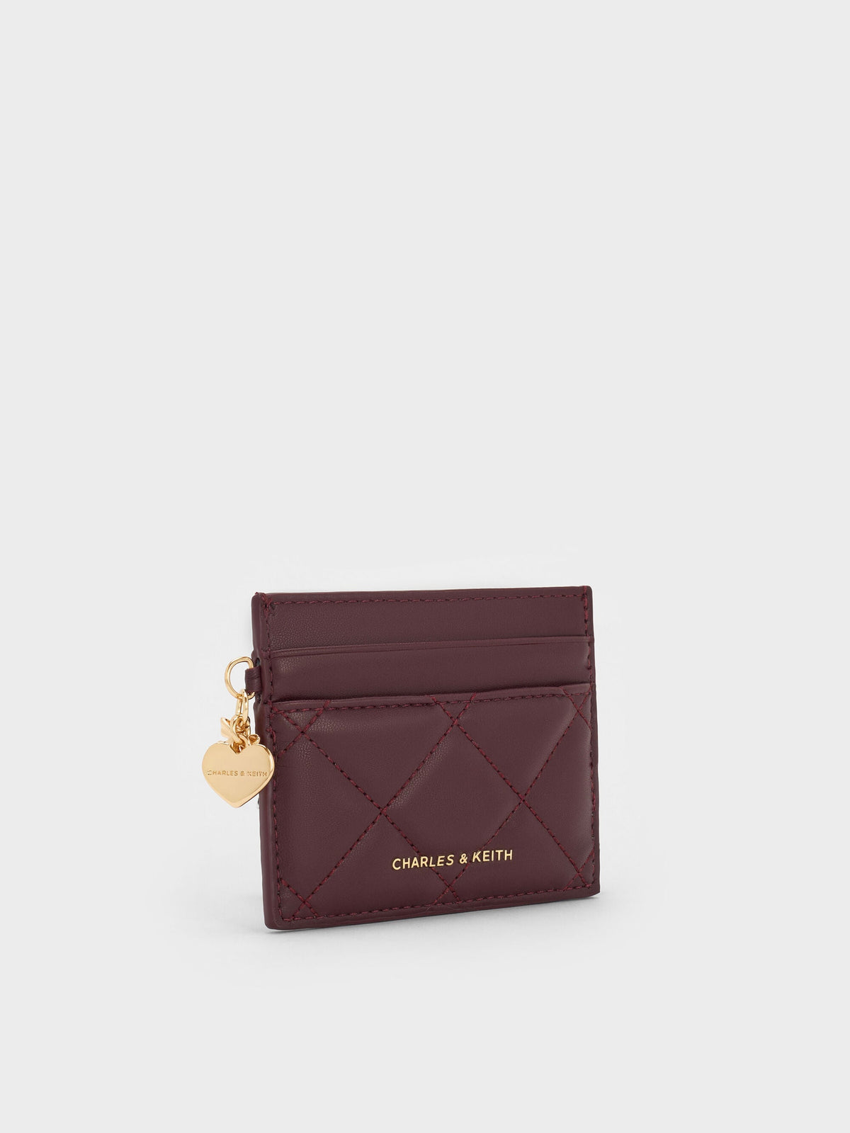 CHARLES & KEITH Exclusive | Arrietty Quilted Card Holder - Wineberry Red