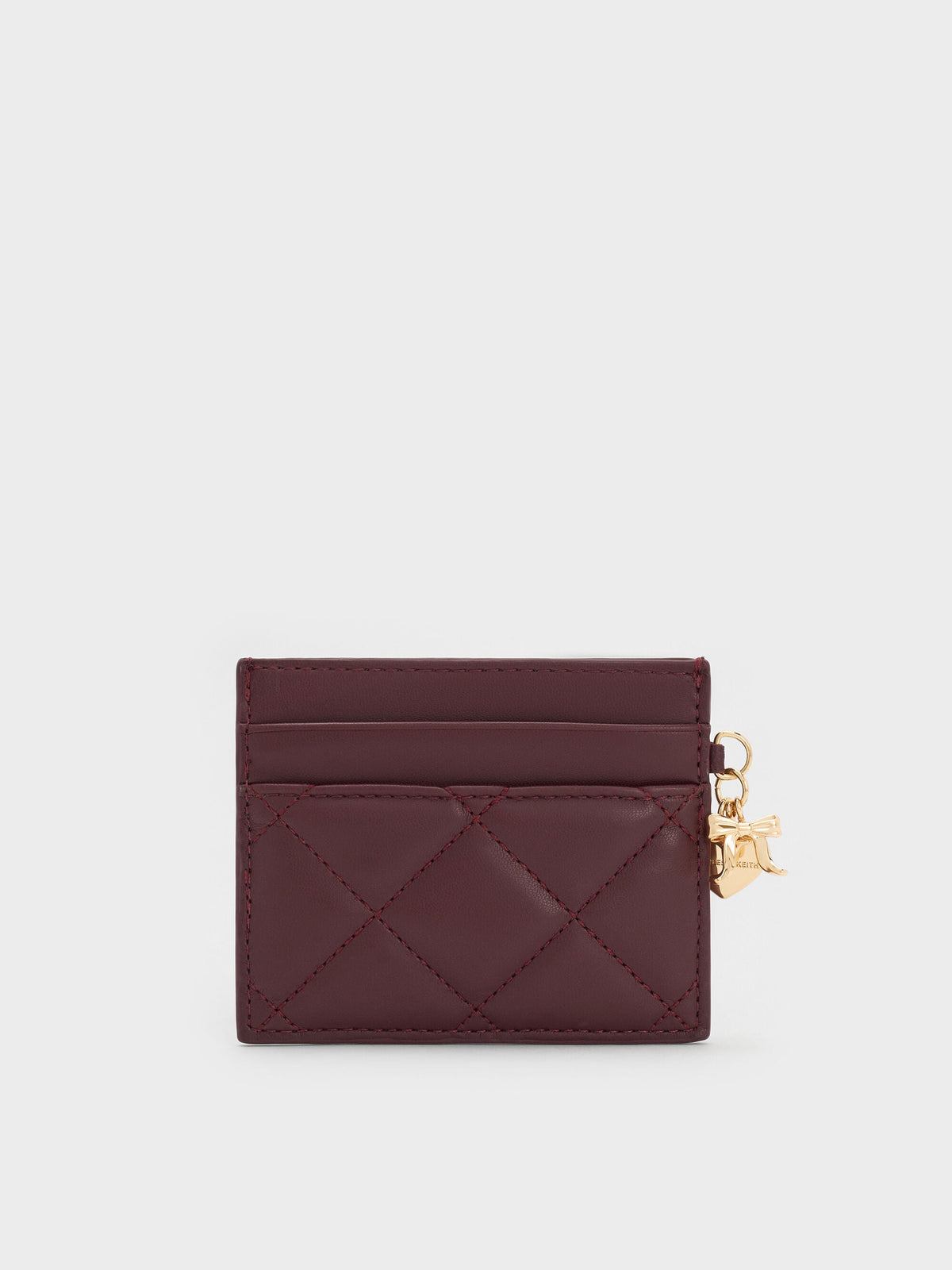 CHARLES & KEITH Exclusive | Arrietty Quilted Card Holder - Wineberry Red