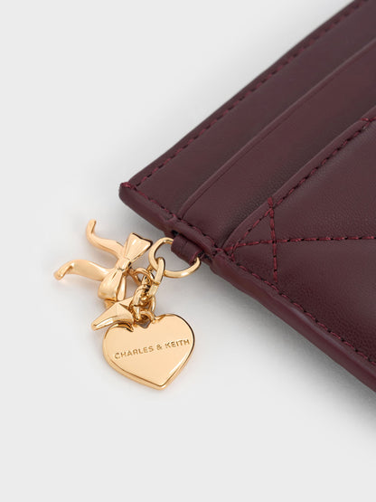 CHARLES & KEITH Exclusive | Arrietty Quilted Card Holder - Wineberry Red