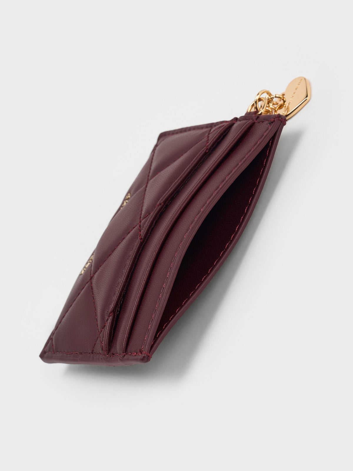 CHARLES & KEITH Exclusive | Arrietty Quilted Card Holder - Wineberry Red