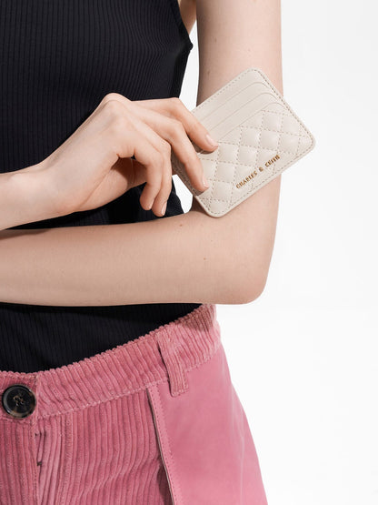 CHARLES & KEITH Special Offer | Cleo Quilted Card Holder - Ivory