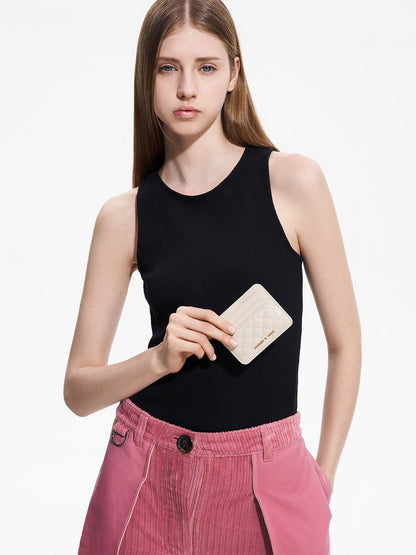 CHARLES & KEITH Special Offer | Cleo Quilted Card Holder - Ivory