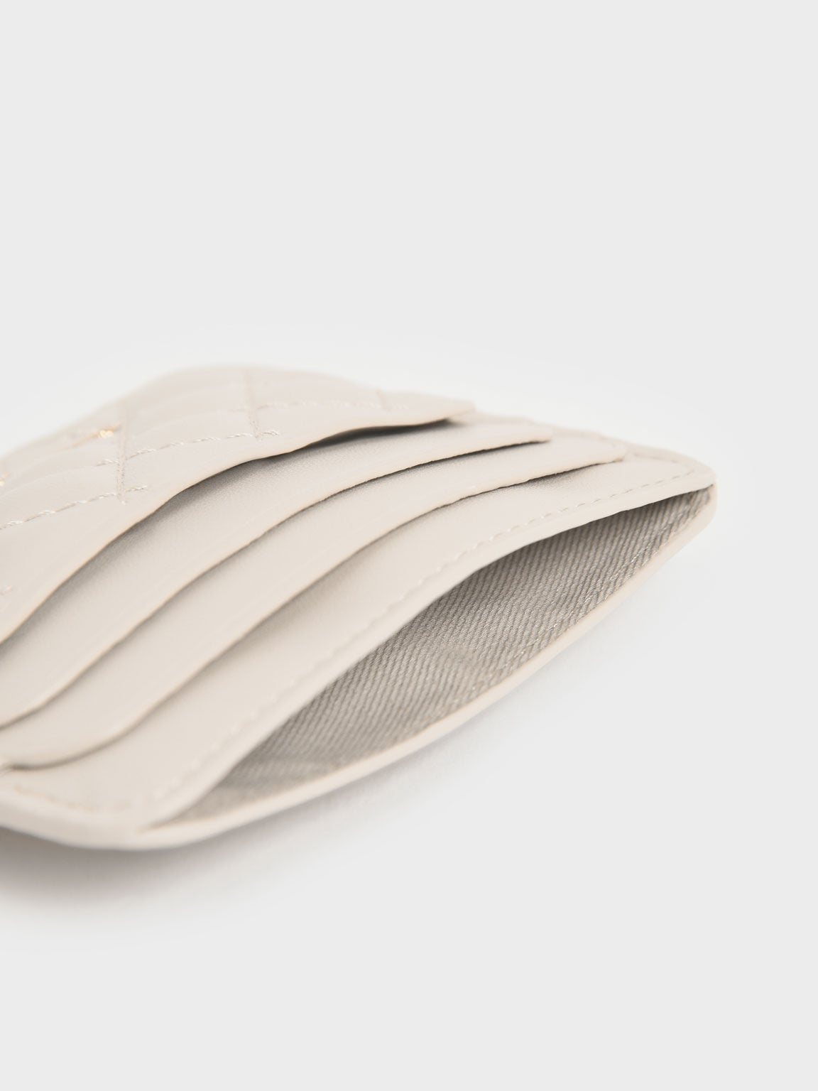 CHARLES & KEITH Special Offer | Cleo Quilted Card Holder - Ivory