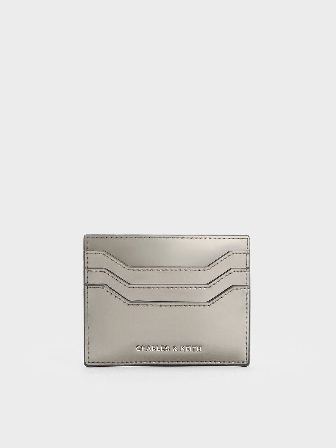 CHARLES & KEITH Quality | Carli Metallic Multi-Slot Card Holder - Pewter