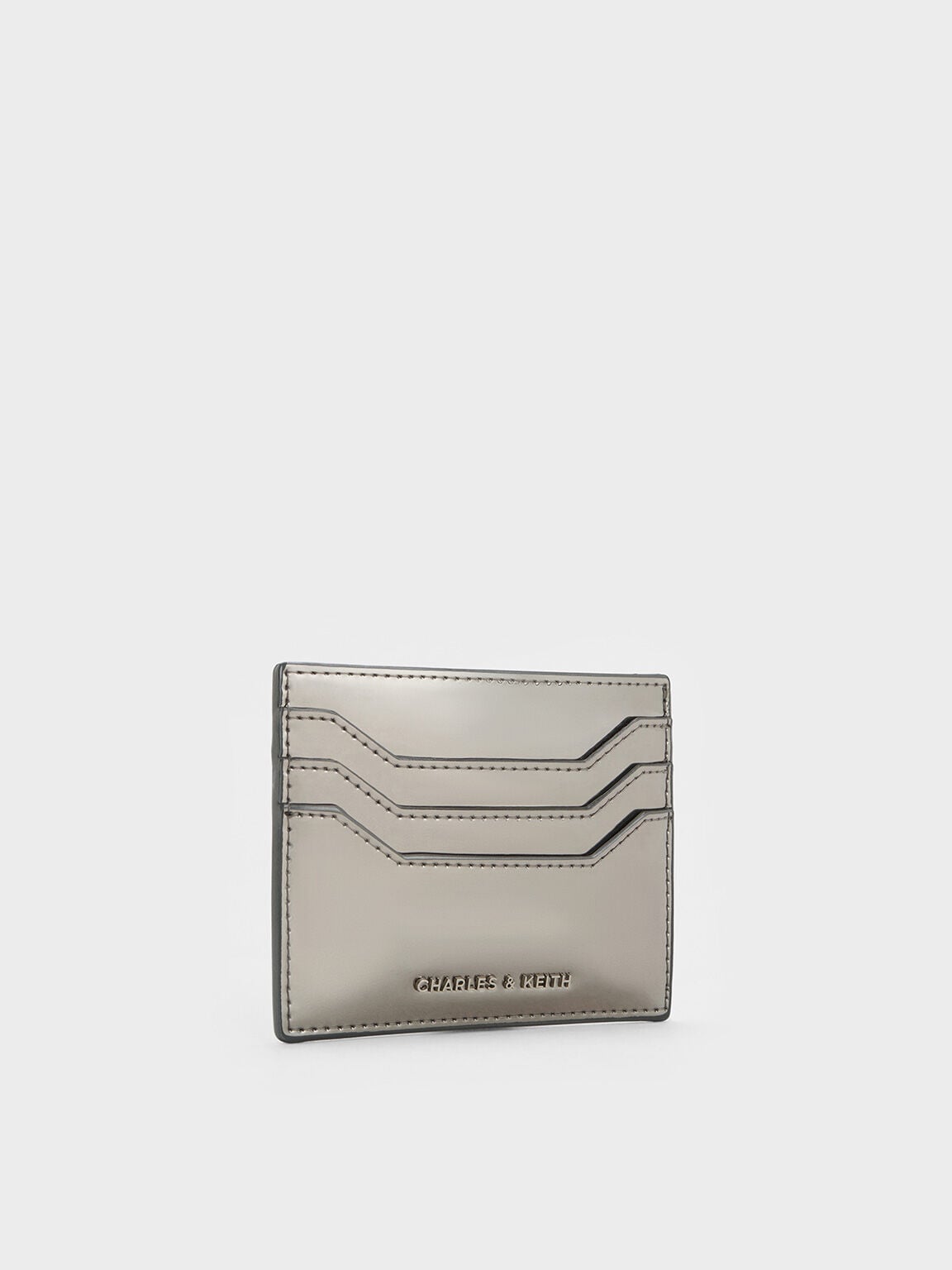 CHARLES & KEITH Quality | Carli Metallic Multi-Slot Card Holder - Pewter