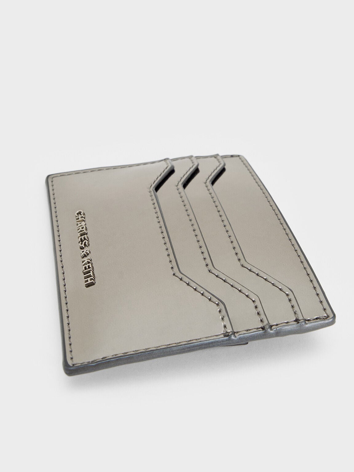 CHARLES & KEITH Quality | Carli Metallic Multi-Slot Card Holder - Pewter