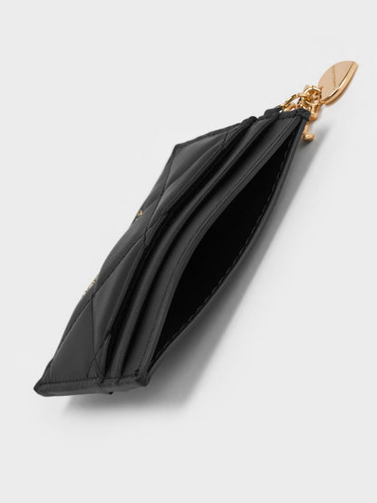 CHARLES & KEITH Featured | Arrietty Quilted Card Holder - Black