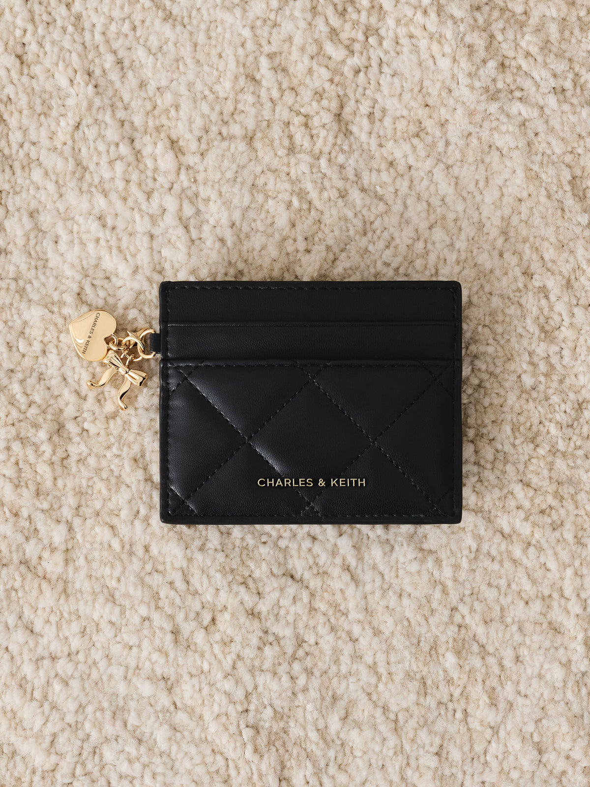 CHARLES & KEITH Featured | Arrietty Quilted Card Holder - Black