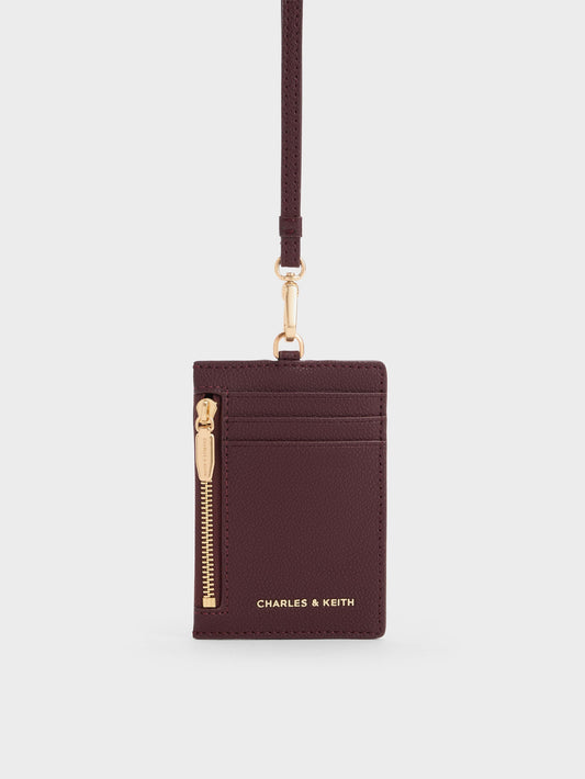 CHARLES & KEITH Top Pick | Twilia Card Holder With Lanyard - Wineberry Red