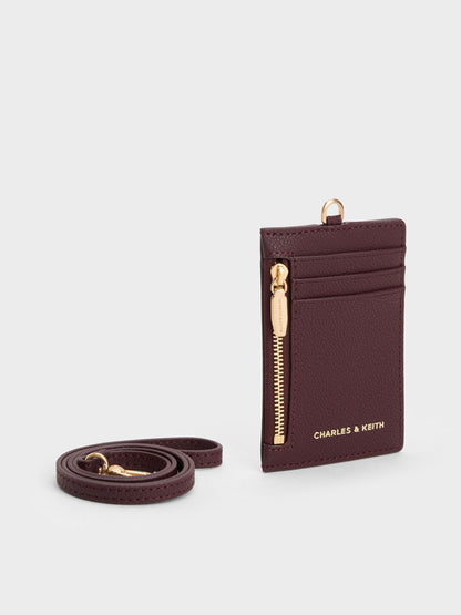 CHARLES & KEITH Top Pick | Twilia Card Holder With Lanyard - Wineberry Red