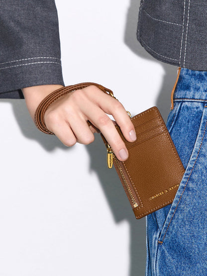 CHARLES & KEITH Smart Buy | Twilia Card Holder With Lanyard - Chocolate