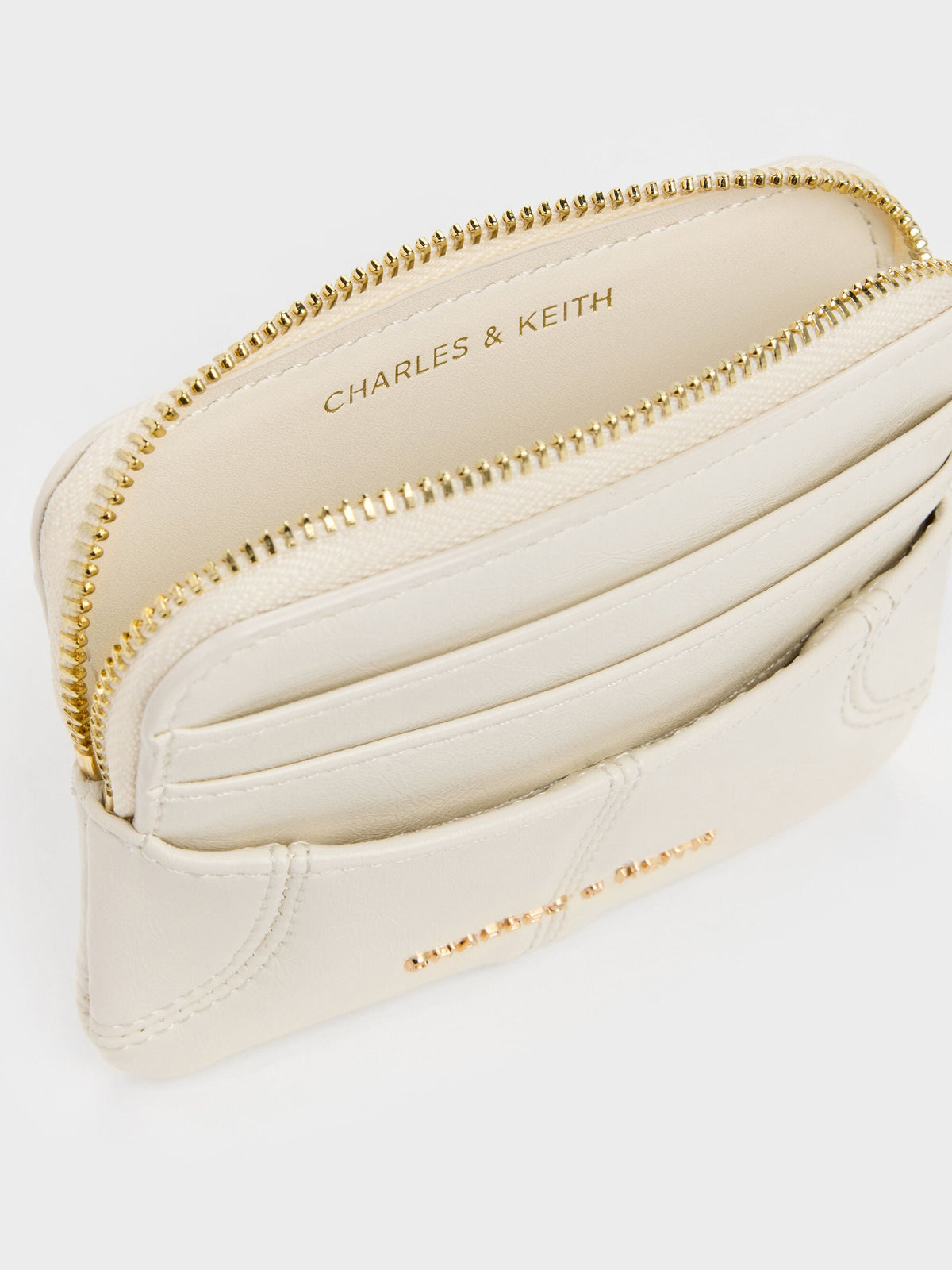 CHARLES & KEITH Great Value | Ciara Top-Zip Card Holder - Cream