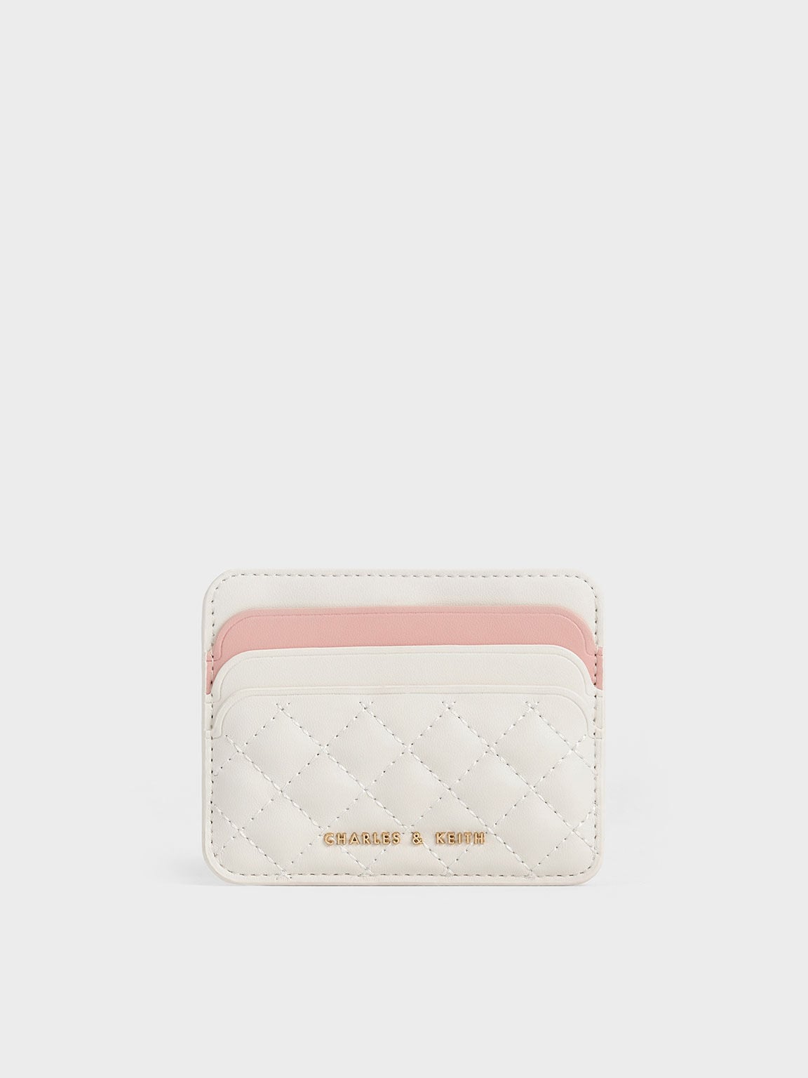 CHARLES & KEITH Latest | Cleo Two-Tone Quilted Card Holder - Cream