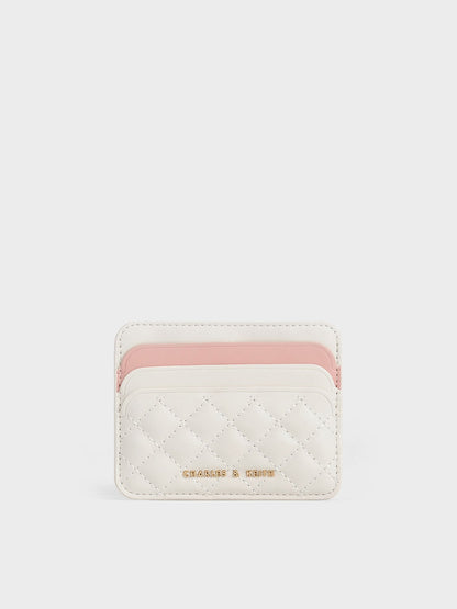 CHARLES & KEITH Latest | Cleo Two-Tone Quilted Card Holder - Cream