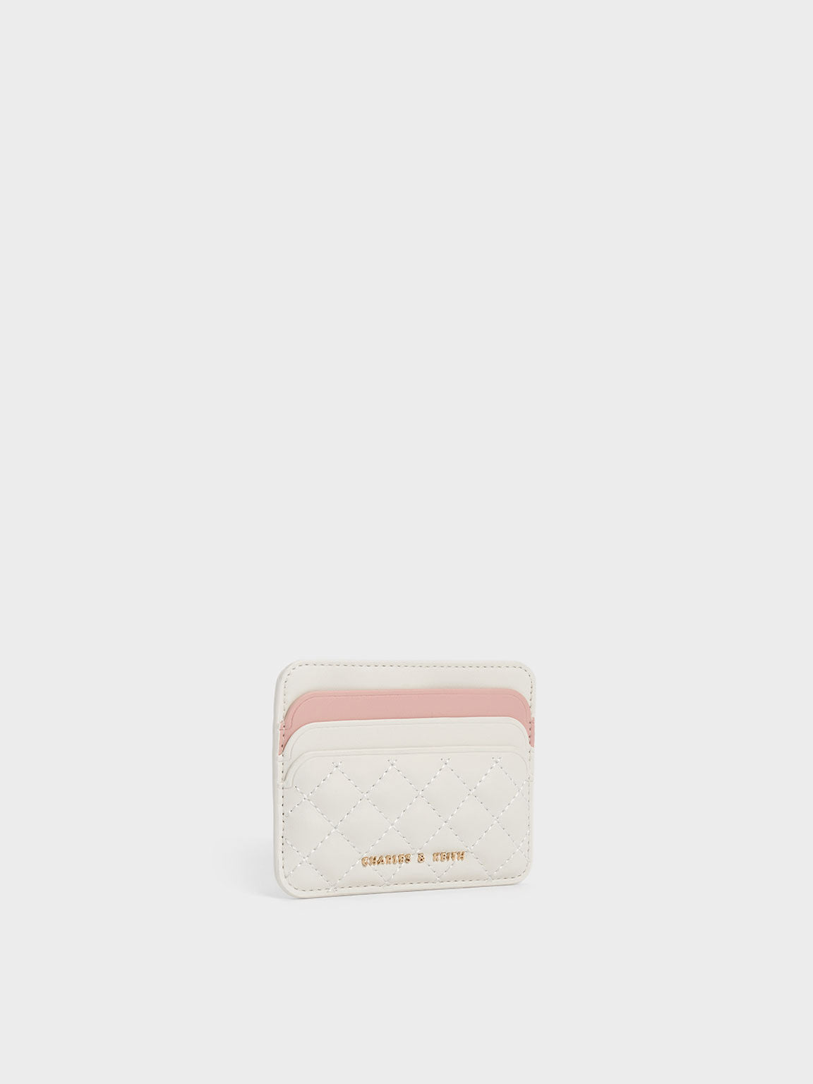 CHARLES & KEITH Latest | Cleo Two-Tone Quilted Card Holder - Cream