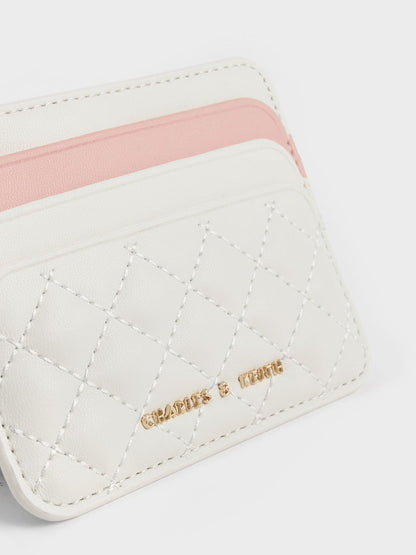 CHARLES & KEITH Latest | Cleo Two-Tone Quilted Card Holder - Cream
