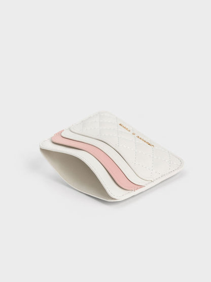 CHARLES & KEITH Latest | Cleo Two-Tone Quilted Card Holder - Cream