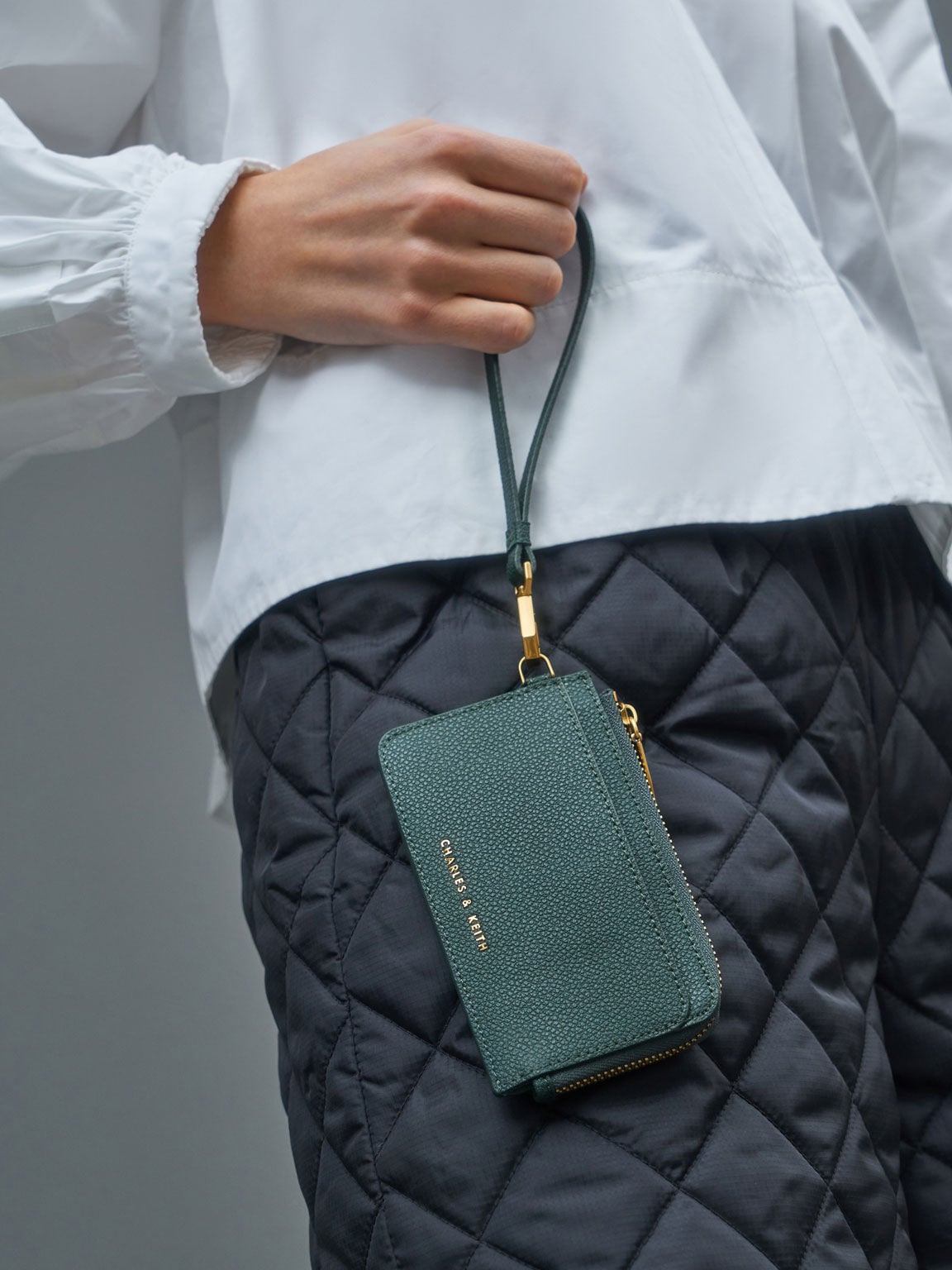 CHARLES & KEITH Customer Favorite | Multi-Slot Wristlet Card Holder - Dark Green