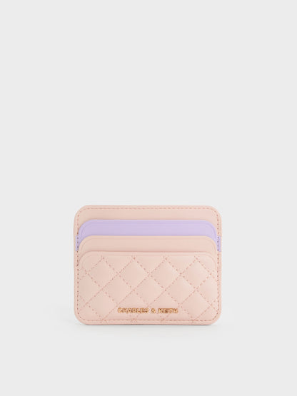 CHARLES & KEITH Smart Buy | Cleo Two-Tone Quilted Card Holder - Soft Pink