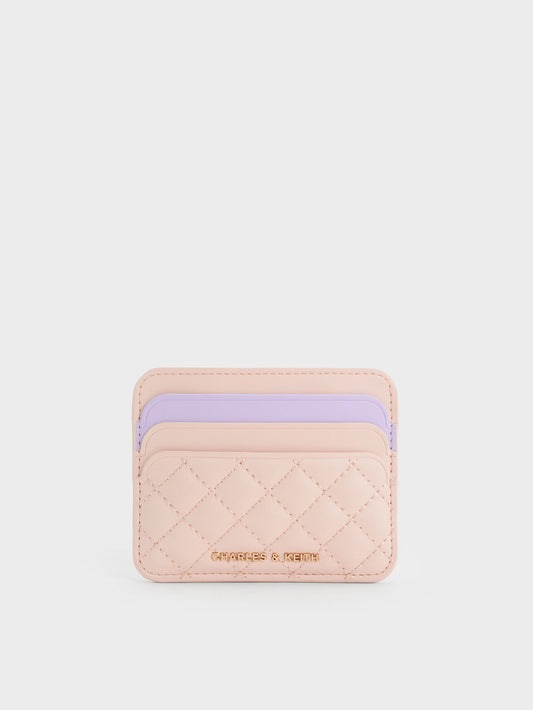 CHARLES & KEITH Smart Buy | Cleo Two-Tone Quilted Card Holder - Soft Pink