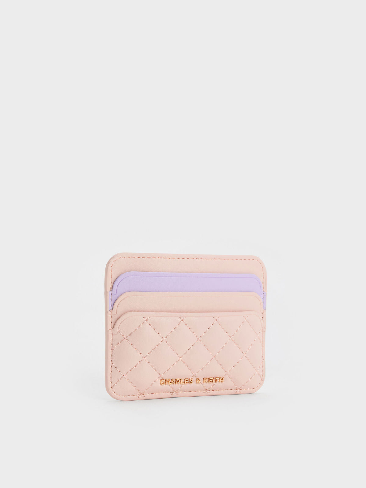 CHARLES & KEITH Smart Buy | Cleo Two-Tone Quilted Card Holder - Soft Pink