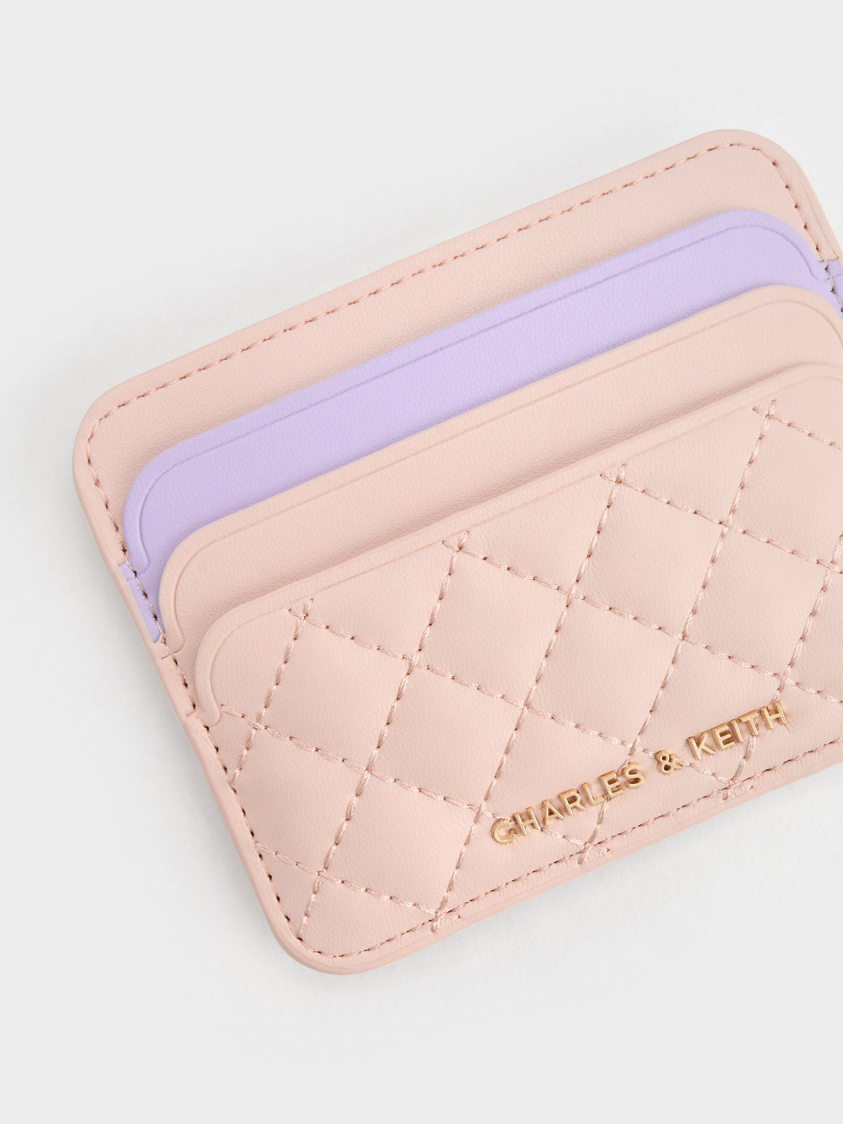 CHARLES & KEITH Smart Buy | Cleo Two-Tone Quilted Card Holder - Soft Pink