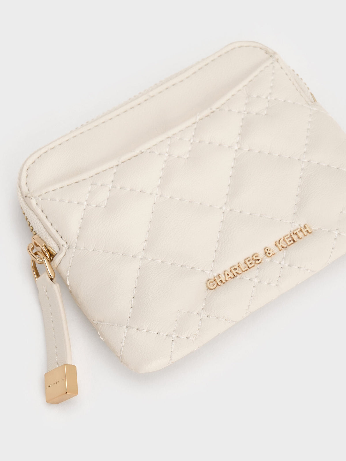 CHARLES & KEITH Essential | Duo Quilted Card Holder - Cream