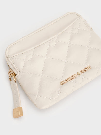 CHARLES & KEITH Essential | Duo Quilted Card Holder - Cream