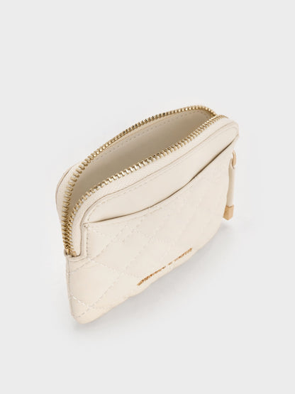 CHARLES & KEITH Essential | Duo Quilted Card Holder - Cream