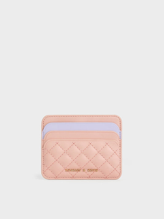 CHARLES & KEITH Latest | Cleo Two-Tone Quilted Card Holder - Pink